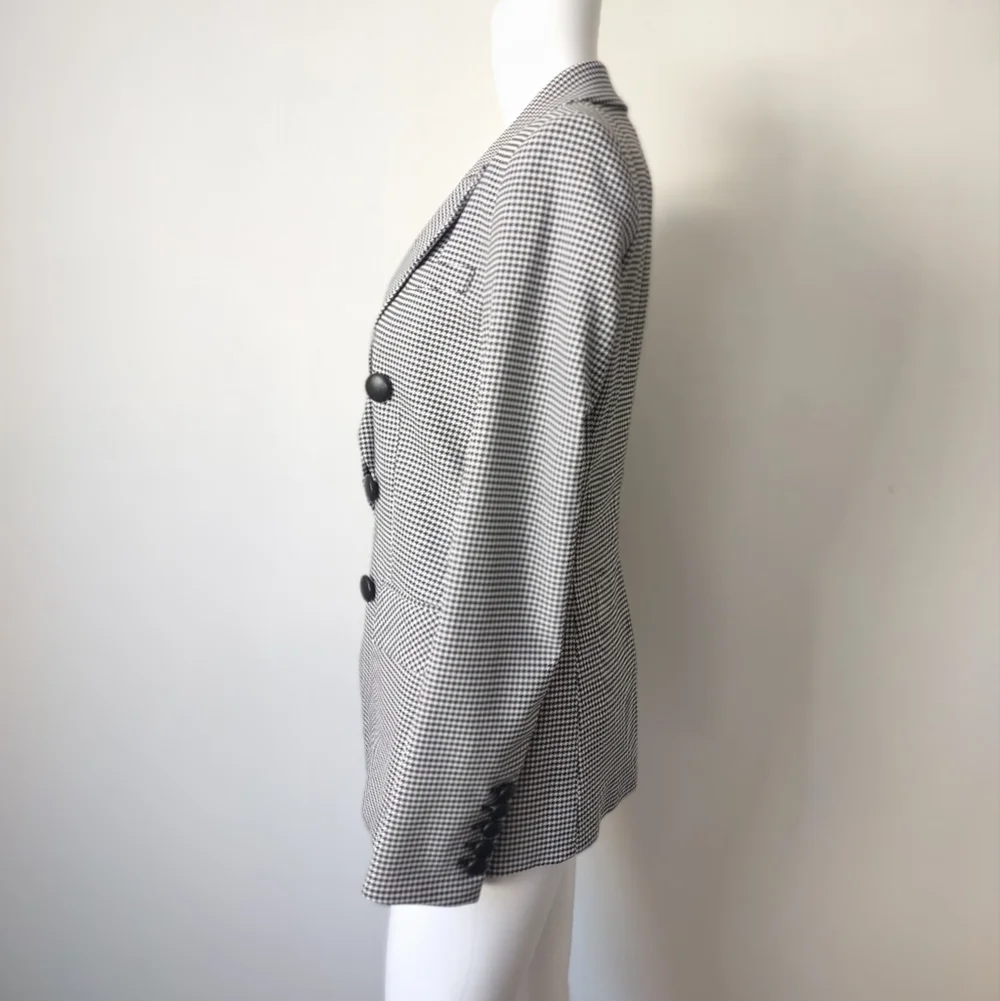 Veronica Beard 0 Leon Dickey Blazer houndstooth tweed black tweed